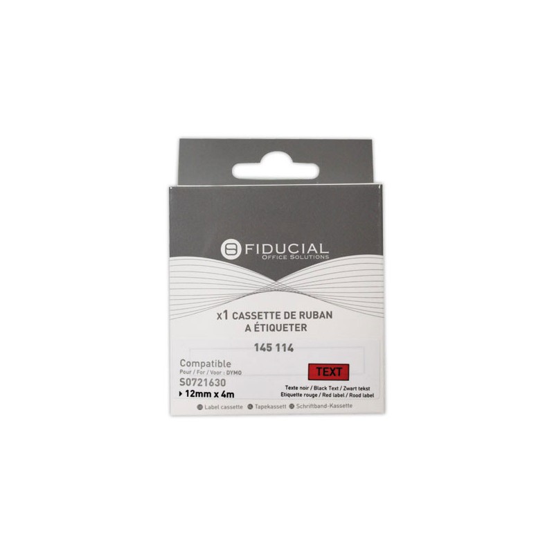 Ruban Letratag 12mmx4 m impression noire sur rouge comp DYMO S0721630  - Fiducial