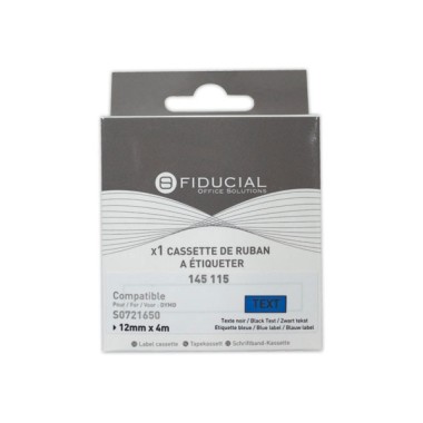 Ruban Letratag 12mmx4 m impression noire sur bleu comp DYMO S0721650  - Fiducial