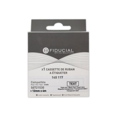 Ruban Letratag 12mmx4 m impression noire sur transp comp DYMO S0721530  - Fiducial