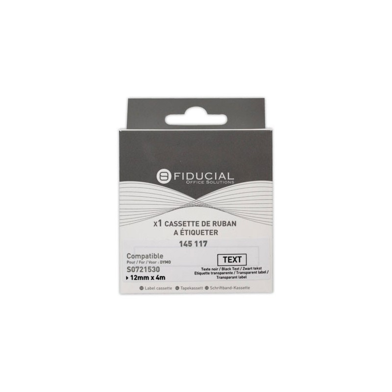 Ruban Letratag 12mmx4 m impression noire sur transp comp DYMO S0721530  - Fiducial
