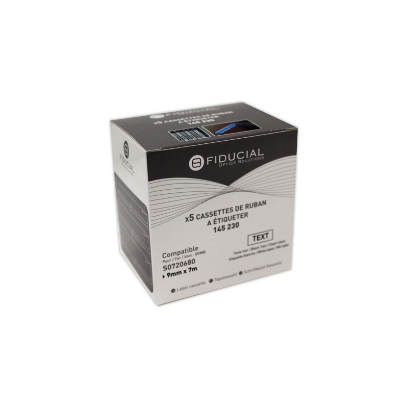 rouleaux de rubans D1 9mmx7m imp noire/ blanc comp DYMO S0720680  x5 - Fiducial