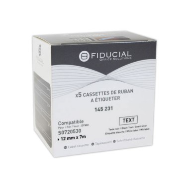 rubans D1 12mmx7m impression noire / blanc comp DYMO S0720530  x5 - Fiducial
