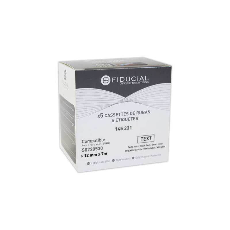 rubans D1 12mmx7m impression noire / blanc comp DYMO S0720530  x5 - Fiducial