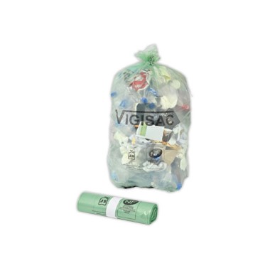 Sacs à déchets Vigisac 110L NF VERT transparent  x25 - Fiducial