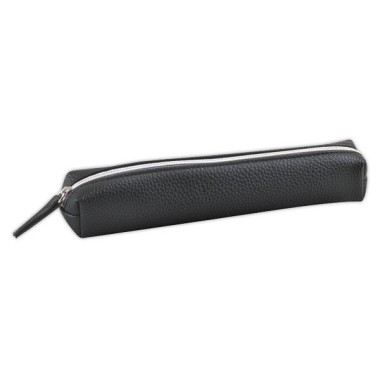 Trousse ronde simili cuir 20X3 cm noir  - Fiducial