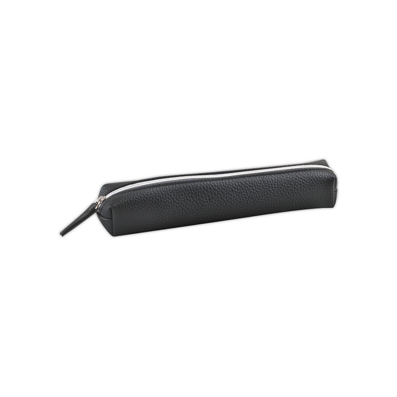 Trousse ronde simili cuir 20X3 cm noir  - Fiducial