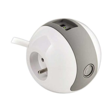 Multiprise WATTBALL compacte et mobile - Coloris : Blanc/gris  - Fiducial