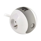 Multiprise WATTBALL compacte et mobile - Coloris : Blanc/gris  - Fiducial