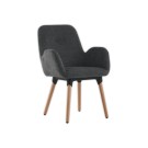 Fauteuils Tissu gris 4 pieds bois vernis montés  x2 - Fiducial