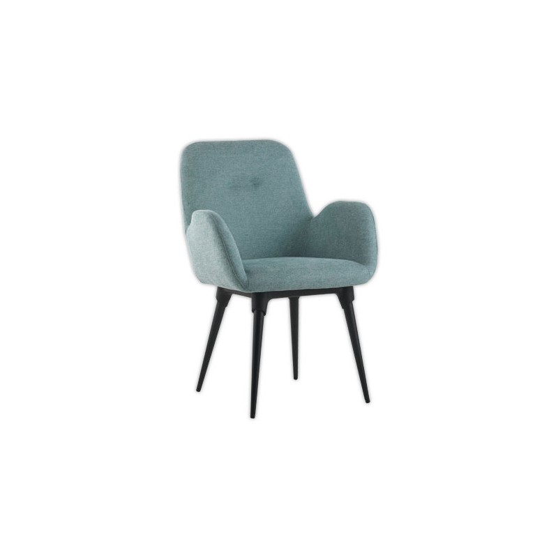 Fauteuils Tissu bleu clair 4 pieds métal montés  x2 - Fiducial