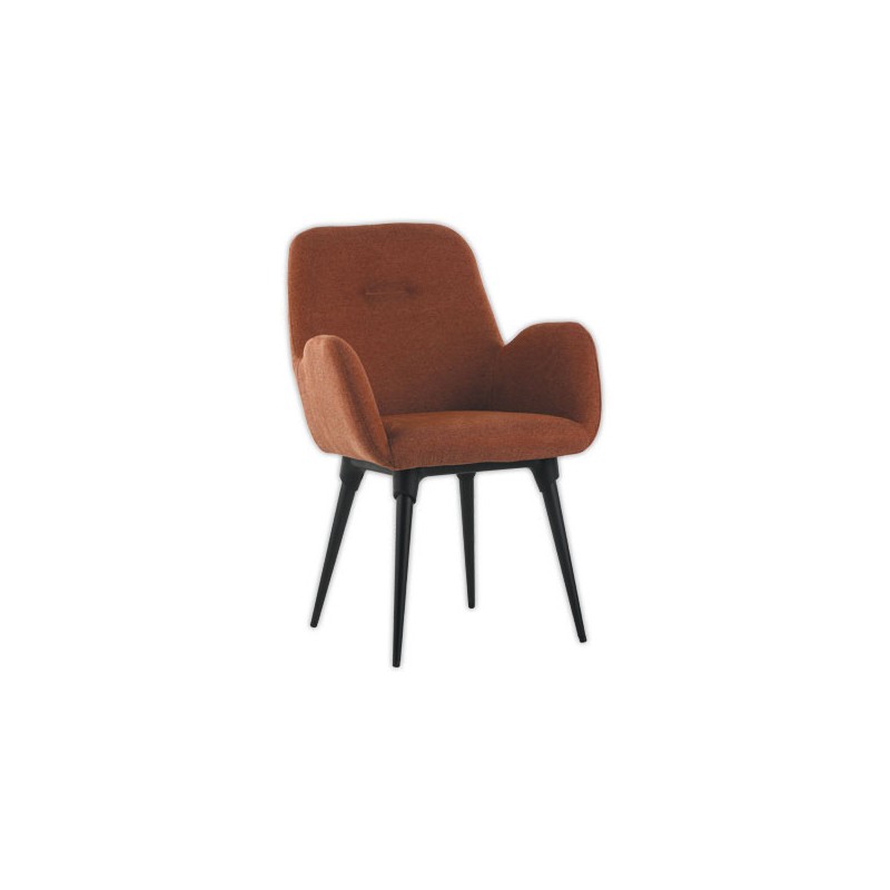 Fauteuils Tissu terracotta 4 pieds métal montés  x2 - Fiducial