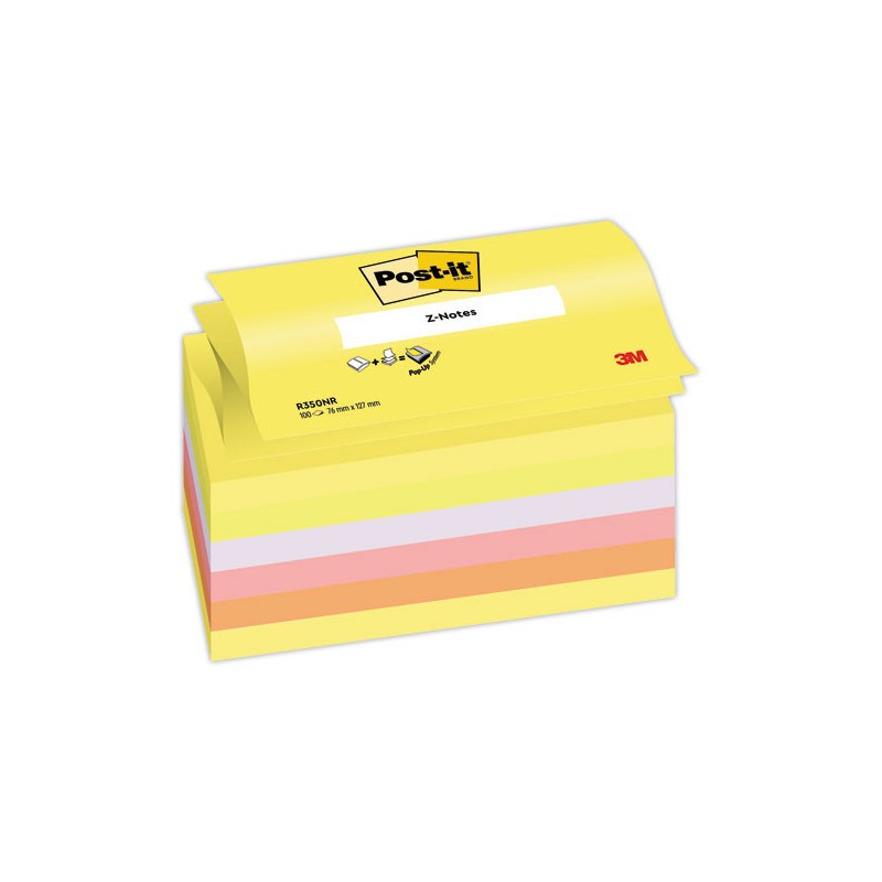 Notes repositionnables ZNotes 76x127 mm néon assortis  x6 - Fiducial