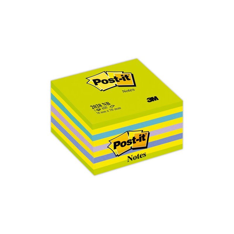 Cube Post-it® Couleurs Rêve Intense, 76 x 76 mm, 450 feuilles  - Fiducial
