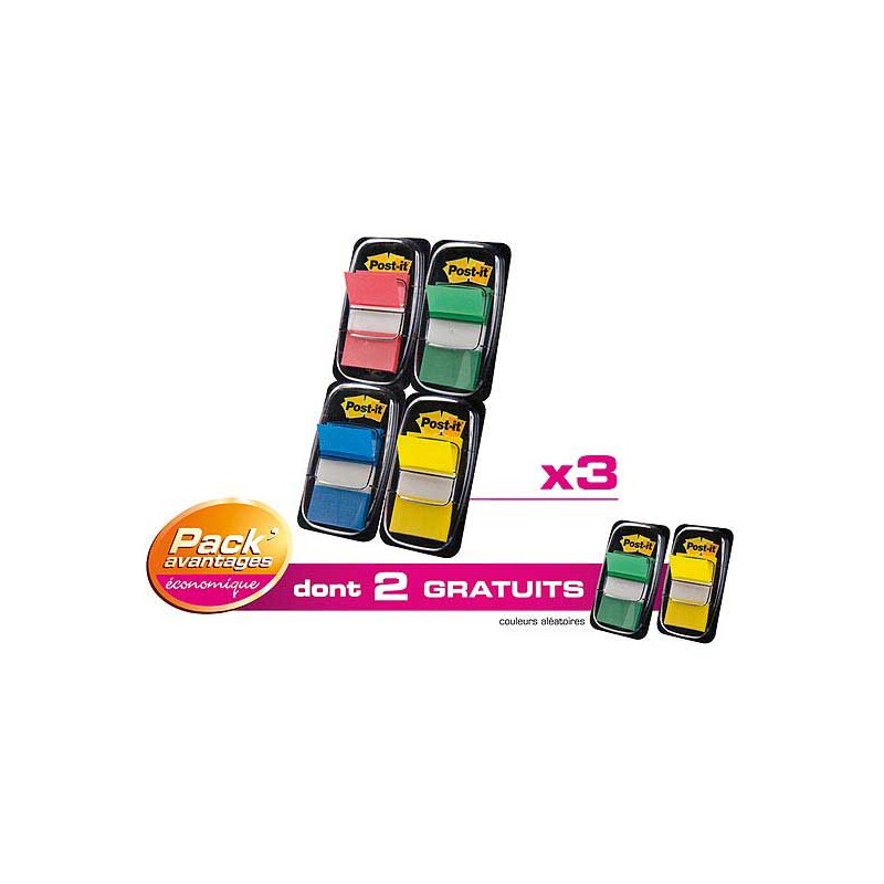 Pack avantage 600 index Post It 2,5x4,4 cm souples dont 100 offerts  - Fiducial