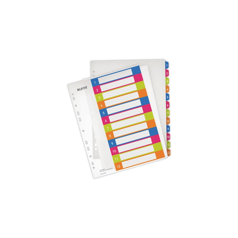 Jeu d'intercalaires numériques LEITZ Wow - A4 - 12 onglets  - Fiducial
