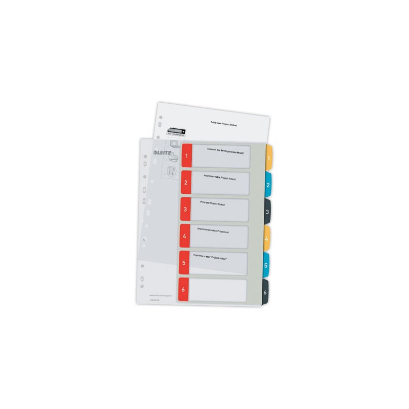 Jeu d'intercalaires imprimables LEITZ - A4 - 6 onglets  - Fiducial