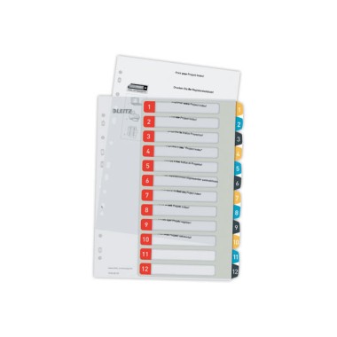 Jeu d'intercalaires imprimables LEITZ - A4 - 12 onglets  - Fiducial
