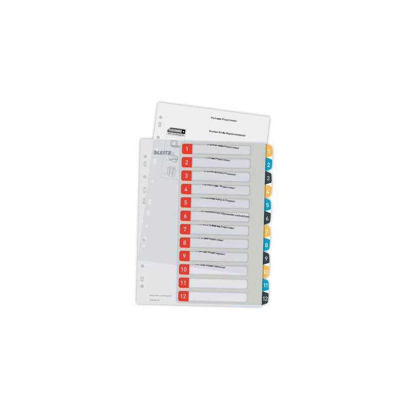 Jeu d'intercalaires imprimables LEITZ - A4 - 12 onglets  - Fiducial