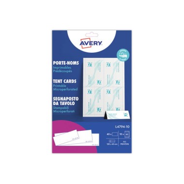 Chevalets porte nom imprimables - Format 12x45 cm  x40 - Fiducial