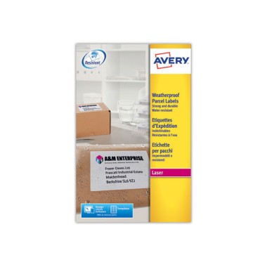 Boîte d'étiquettes inaltérables laser AVERY 99,1x57 mm 250 étiq/boîte  - Fiducial