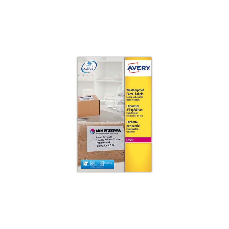 Boîte d'étiquettes inaltérables laser AVERY 99,1x57 mm 250 étiq/boîte  - Fiducial