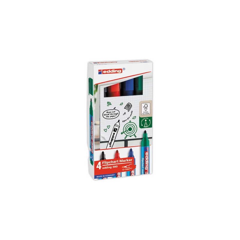 Marqueurs tableaux papier EDDING 380-Pointe ogive  x4 - Fiducial