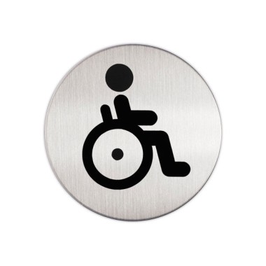 Plaque de signalisation ronde "Toilettes handicapés"  - Fiducial