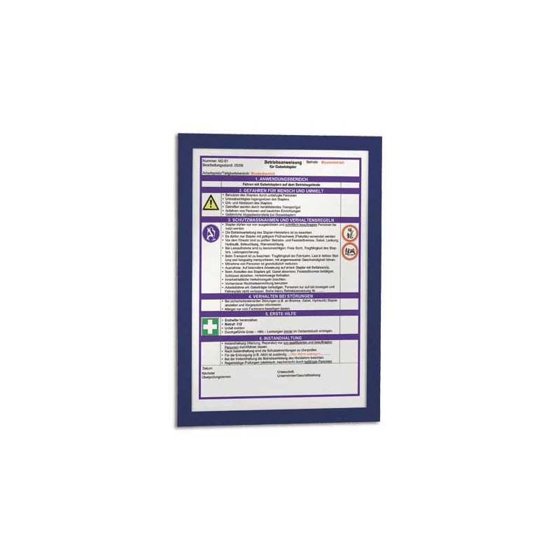 Pochettes adhésives de signalisation Duraframe - A4 - cadre bleu  x2 - Fiducial
