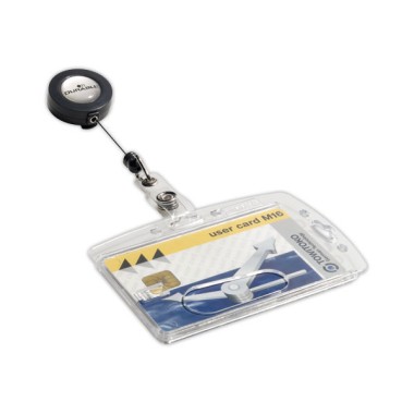 Porte badges securité 1 carte - 8,6x5,4 cm avec enrouleur  x10 - Fiducial