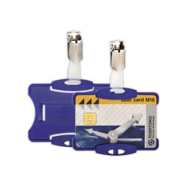 porte-carte sécurité ouvert avec clip bleu  x25 - Fiducial