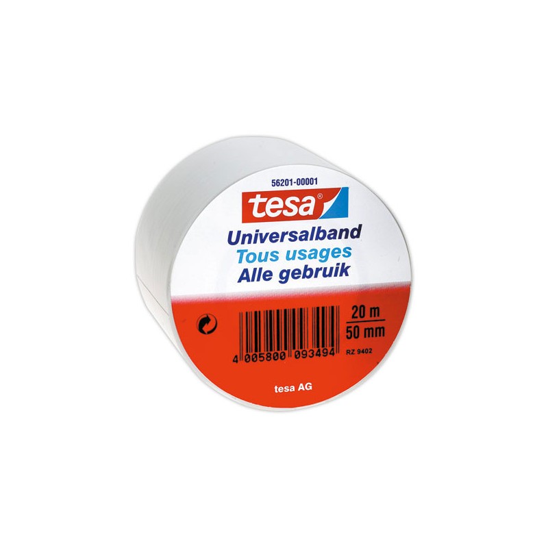Rouleau d'adhésif PVC pour réparation TESA - 20m x 50mm Blanc  - Fiducial