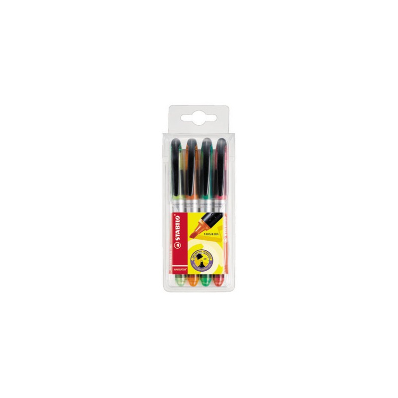 Surligneurs à encre liquide STABILO NAVIGATOR  x4 - Fiducial