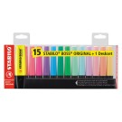 Surligneurs STABILO Boss Original + support de bureau  x15 - Fiducial