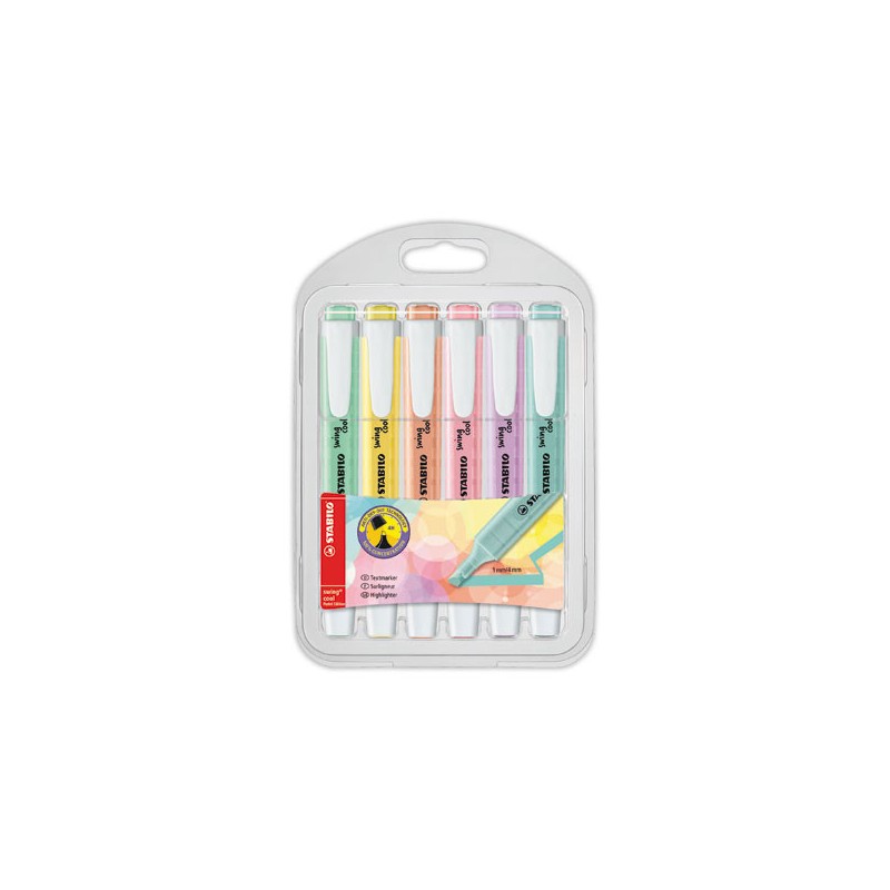 Surligneurs STABILO Swing Cool Pastel Edition Pastel - Coloris assortis  x6 - Fiducial