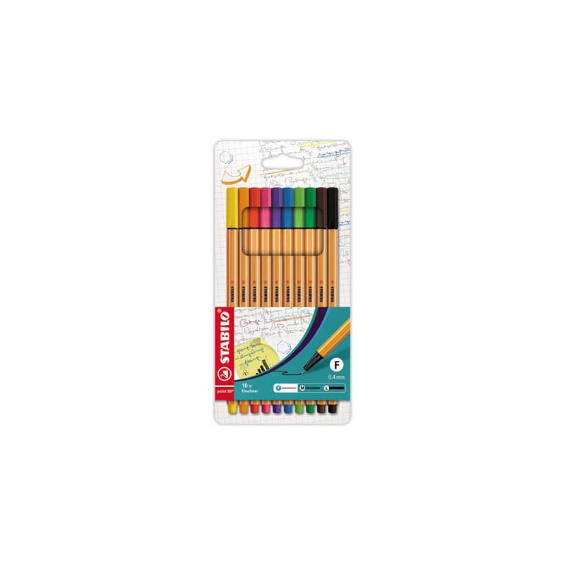 Stylos-feutres STABILO Point 88 - écriture fine  x10 - Fiducial