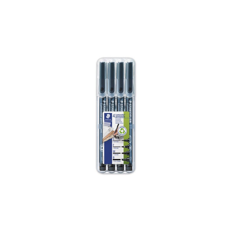 feutres permanents STAEDTLER LUMOCOLOR - pointes assorties  x4 - Fiducial