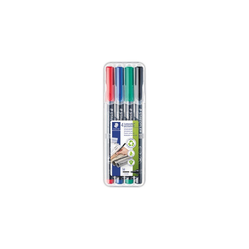 Feutres de rétroprojection permanent STAEDTLER LUMOCOLOR - 1mm  x4 - Fiducial