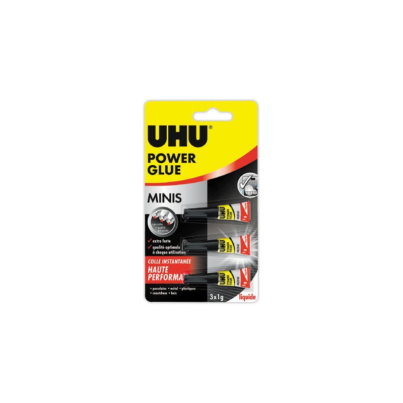 tubes de colle cyanoacrylate liquide super puissante UHU (3 x 1g)  x3 - Fiducial
