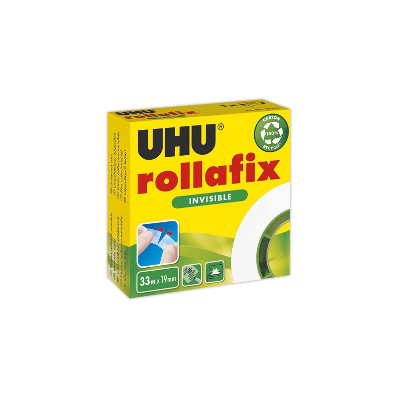 Ruban adhésiif invisible Rollafix UHU - 33 mx 19mm  - Fiducial