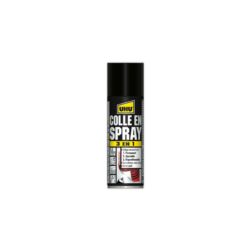 Colle en spray 3 en 1 UHU - 200ml  - Fiducial