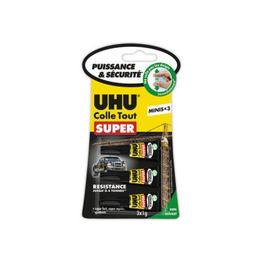 tubes de colle COLLE TOUT SUPER UHU Minis - Gel (3x1g)  x3 - Fiducial