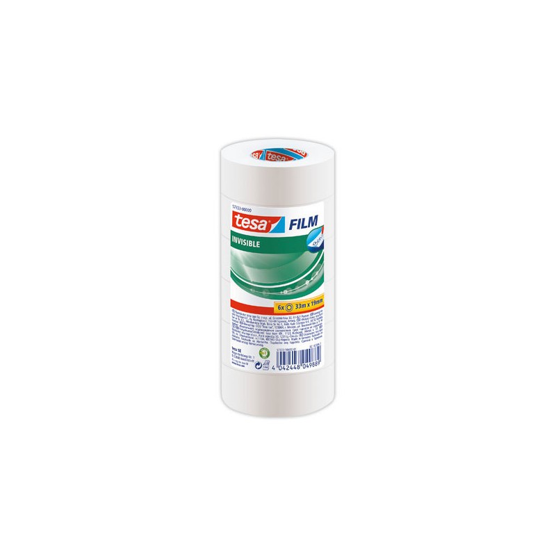 Rouleaux d'adhésif invisible TESA - 33m x 19 mm  x6 - Fiducial