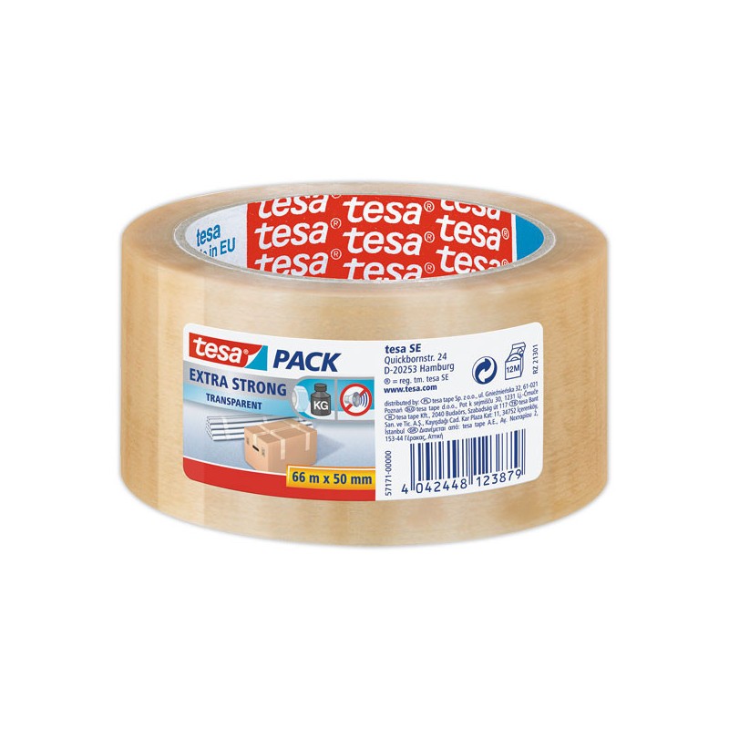 Rouleau d'adhésif d'emballage en PVC Transparent - 66 m x 50 mm  - Fiducial
