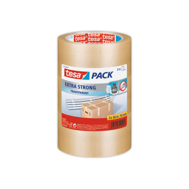 Rouleaux d'adhésif d'emballage TESA Extra Strong PVC - 66 m x 50 mm  x3 - Fiducial