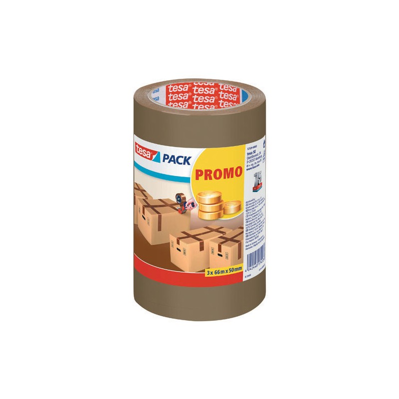 Rouleaux adhésifs d'emballage en polypropylène - 66 m x 50 mm  x3 - Fiducial
