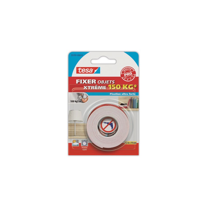 Rouleau de mousse adhésive double faceextra fort - 1,5 m x 19 mm  - Fiducial