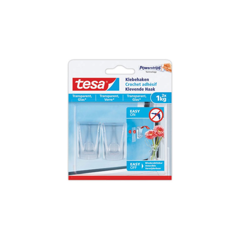 Crochets adhésifs pour verre et surfaces transparentes 1Kg - TESA  x2 - Fiducial