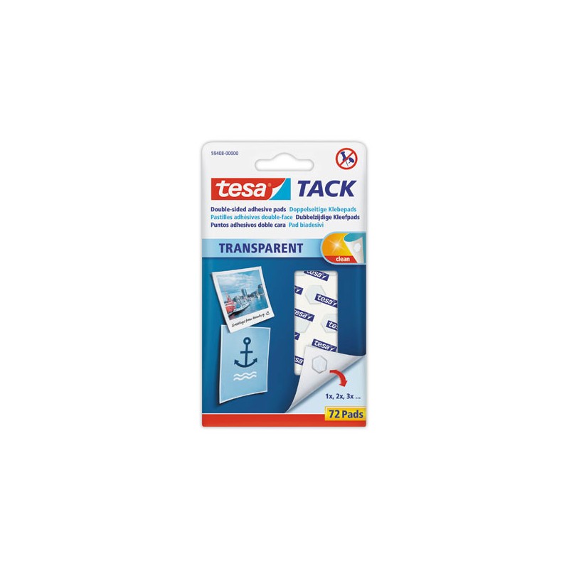 72 pastilles adhésives transparentes TESA  - Fiducial
