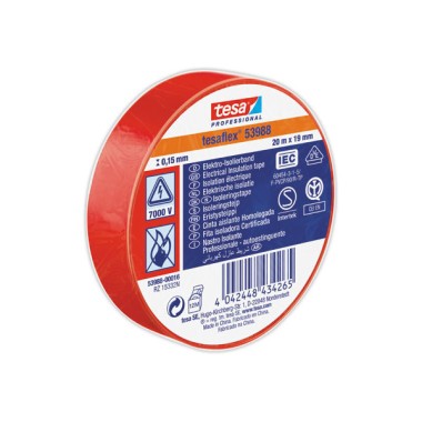 Ruban d'isolation PVC souple 20m X 19mm rouge  - Fiducial