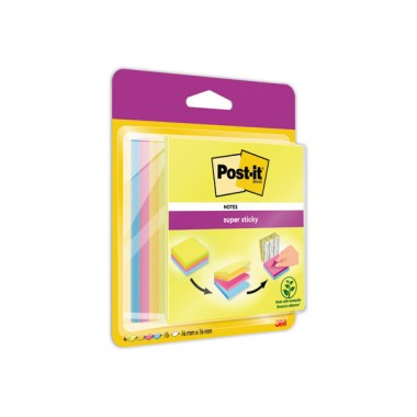 Bloc cube Super Sticky Post-it® 4 Couleurs Easy Select, 76x76mm  - Fiducial